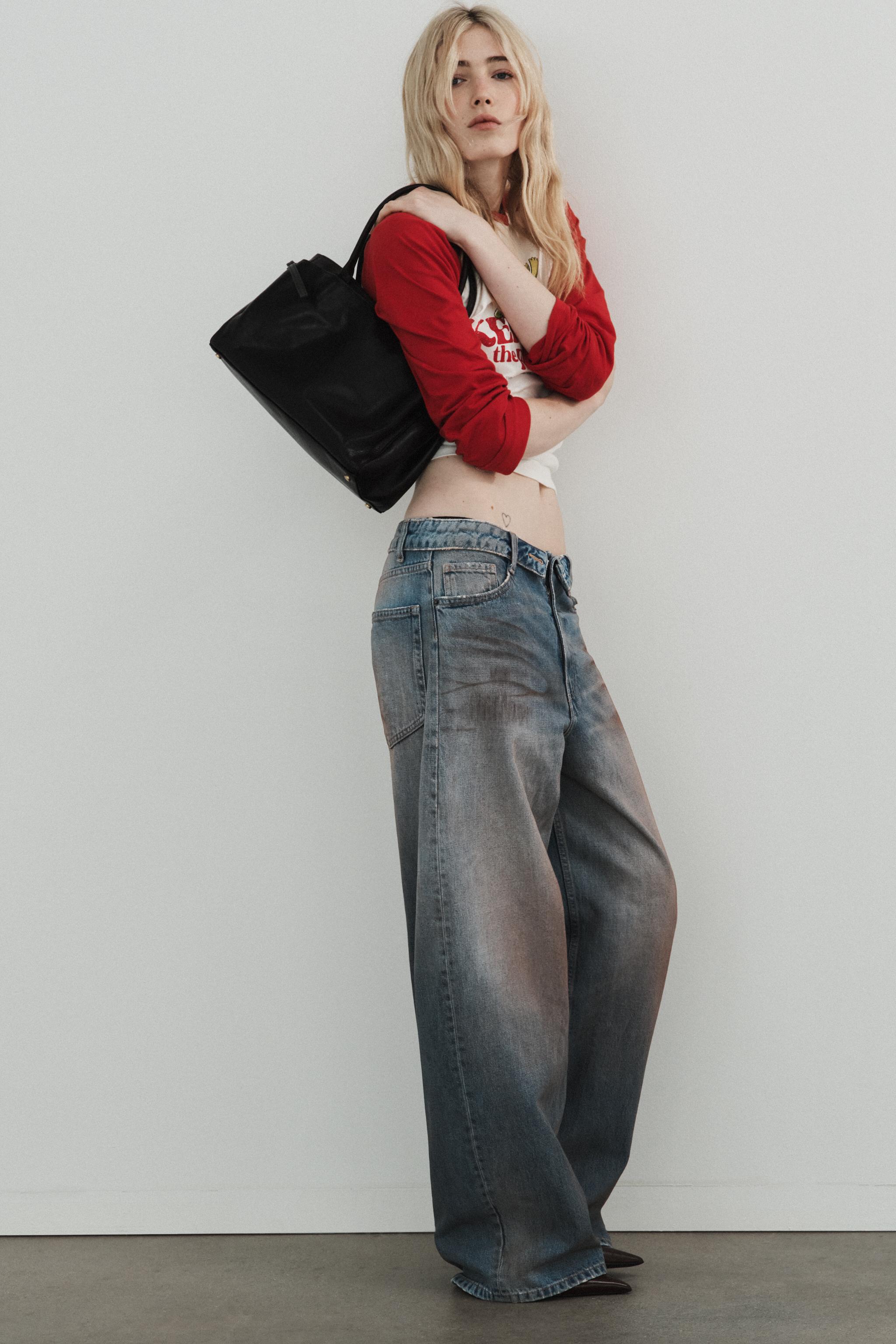 TRF FOLDED WAIST MID-RISE JEANS